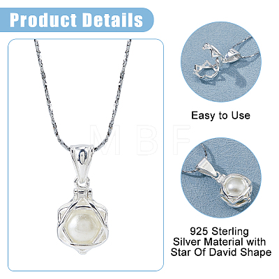925 Sterling Silver Empty Bead Cage Pendants STER-WH0005-61-1