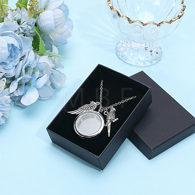 Alloy Wing Parrot Locket Pendant 304 Stainless Steel Cable Chain Necklaces for Women NJEW-DR00034-1