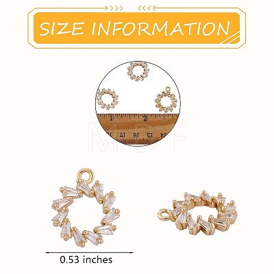 6 Pieces Flower Garland Clear Cubic Zirconia Charm Pendant Brass Ring Charm Long-Lasting Plated Pendant for Jewelry Necklace Bracelet Earring Making Crafts JX407A-1