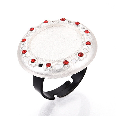 Adjustable Alloy & Iron & Rhinestone Bezel Cup Ring Base with Rotatable Tray MAK-T012-10S-1