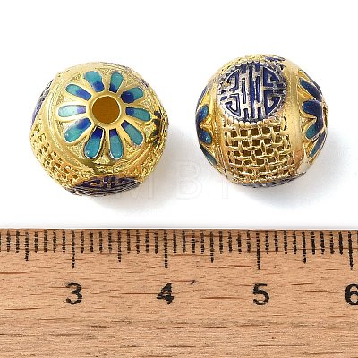 Rack Plating Brass Enamel Beads KK-P276-22C-G-1