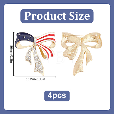4Pcs Bowknot Enamel Pins JEWB-HY0001-69-1