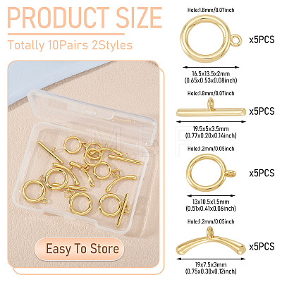 10Pcs 2 Styles Brass Toggle Clasps FIND-TA0008-44B-1