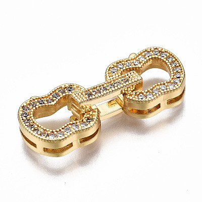 Brass Micro Pave Clear Cubic Zirconia Fold Over Clasps KK-T063-67G-NF-1