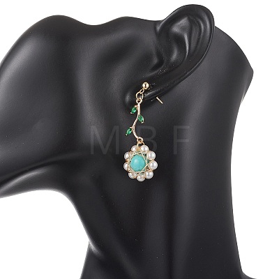 4 Pairs Flower 304 Stainless Steel Cubic Zirconia Dangle Stud Earrings EJEW-TA00800-1