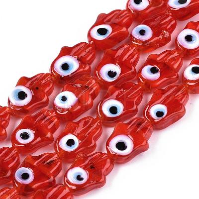 Handmade Evil Eye Lampwork Beads Strands LAMP-WH0006-06D-1