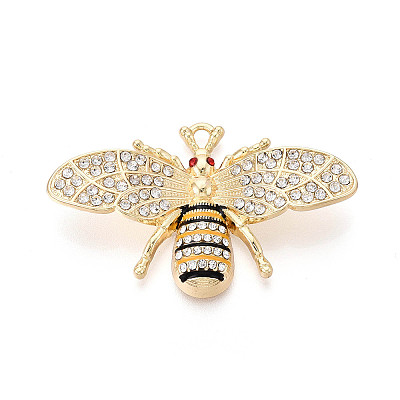 Rack Plating Alloy Rhinestone and Enamel Pendants PALLOY-T090-112G-1