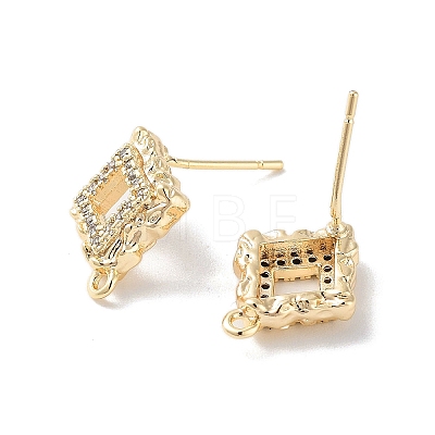 Brass Micro Pave Cubic Zirconia Stud Earring Findings KK-E107-16G-1