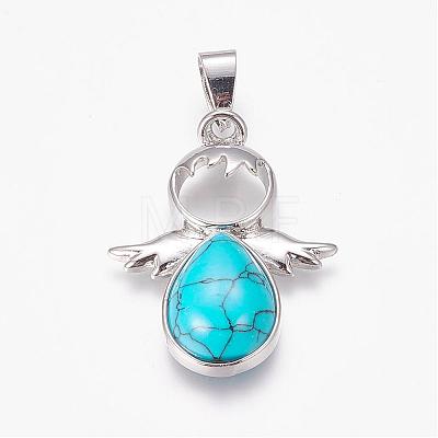 Dyed Synthetic Turquoise Pendants G-G651-A06-1