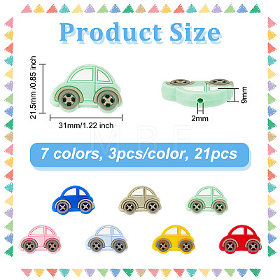 Olycraft 21Pcs 7 Colors Car Silicone Beads SIL-OC0001-12-1