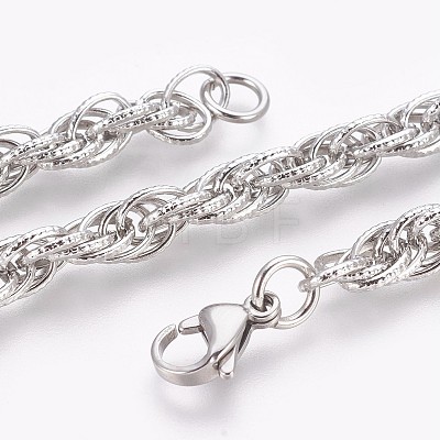 304 Stainless Steel Rope Chain Bracelets BJEW-P235-18P-1
