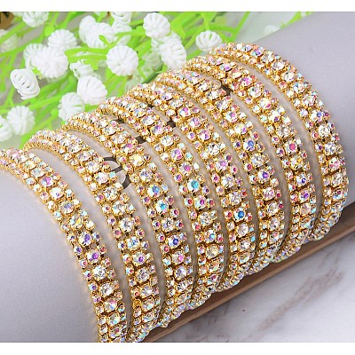 Brass Rhinestone Strass Chains CHC-WH0001-06G-1