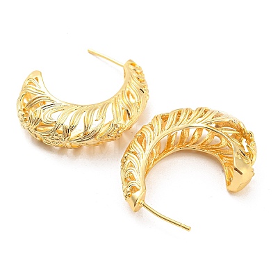 Flower of Life Rack Plating Brass Stud Earrings EJEW-A028-07G-1