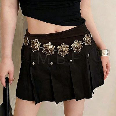 Boho Ethnic Alloy Flower Engraved Waist Chains WG04E47-01-1