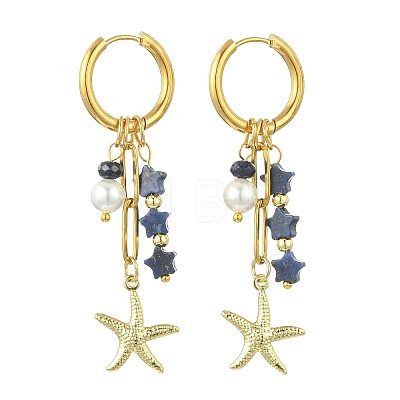 Star 304 Stainless Steel Hoop Earrings EJEW-JE07005-01-1
