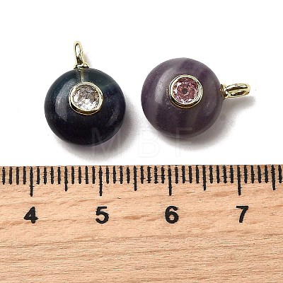 Natural Fluorite Flat Round Pendants G-H318-01G-A-02-1