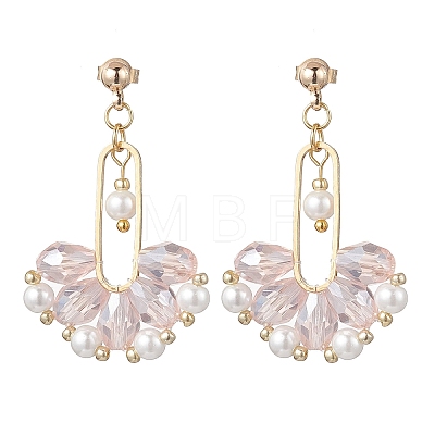 Fan Glass Dangle Stud Earrings EJEW-MZ00674-02-1