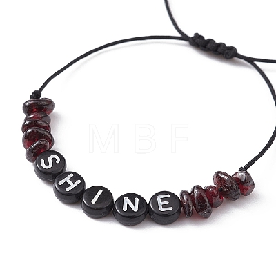 Natural Garnet Chip Braided Bead Bracelets BJEW-JB09608-05-1