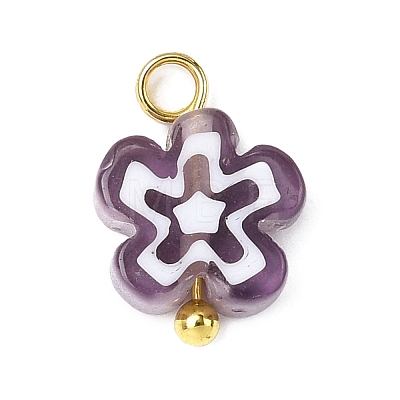 Handmade Millefiori Glass Charms PALLOY-JF04572-01-1