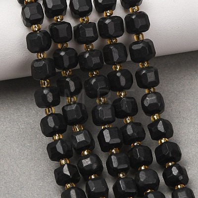 Natural Shungite Beads Strands GG-CBAC972-A14-01-1