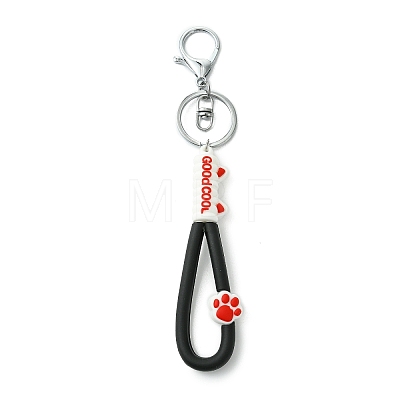 Cat Paw Print PVC & Iron Alloy Lobster Claw Clasp Keychain KEYC-JKC01104-02-1