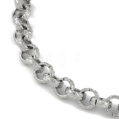 Anti-Tarnish 304 Stainless Steel Textured Rolo Chain Anklets AJEW-A057-03P-1