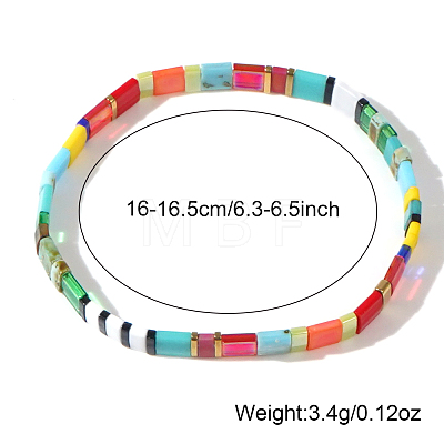 Boho Rainbow Glass Tile Tube Beaded Stretch Bracelets for Women MR7920-1