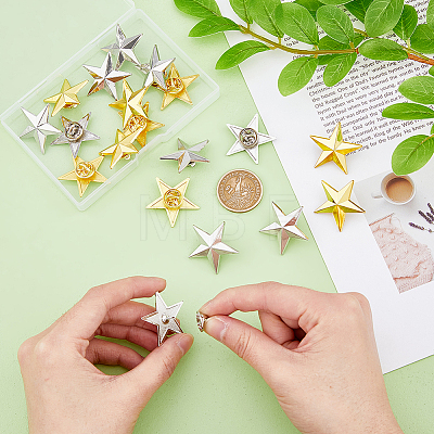 SUPERFINDINGS 20Pcs 2 Colors Alloy Star Brooches JEWB-FH0001-42-1
