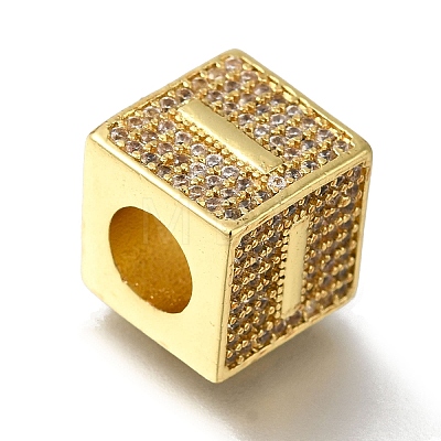 Brass Cubic Zirconia Beads KK-Q818-01I-G-1