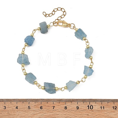 Raw Rough Natural Aquamarine Beaded Link Chain Bracelets for Women BJEW-JB13970-1