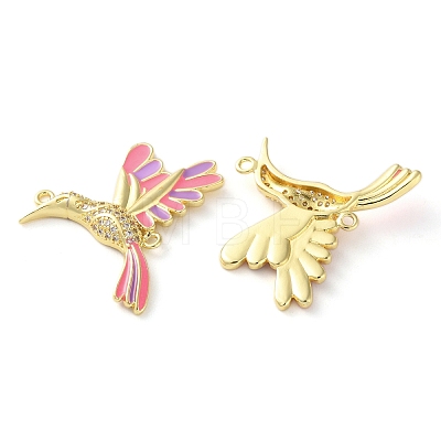 Rack Plating Brass Micro Pave Clear Cubic Zirconia Bird Connector Charms KK-C084-03G-01-1