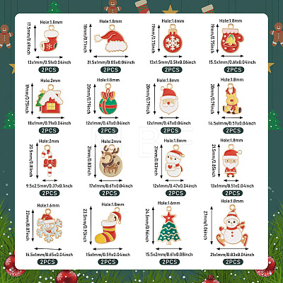  32Pcs 16 Styles Christmas Theme Alloy Enamel Pendants ENAM-TA0001-64-1