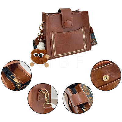 DIY Imitation Leather Women's Shoulder Bag Making Kit with Magnetic Closure & Fluffy Ball Charm DIY-WH0570-01B-1