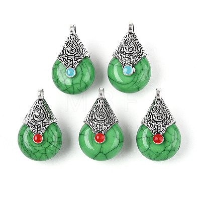 Tibetan Style Resin Pendants RESI-T022-16H-1