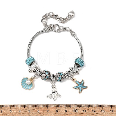 Ocean Theme European Beads Charm Bracelets BJEW-JB13949-1