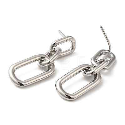 Rack Plating Brass Hollow Oval Dangle Stud Earrings for Women EJEW-Z019-13P-1