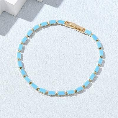 Synthetic Turquoise Tennis Bracelets KK-CBA964F-01G-02-1