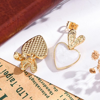 Rack Plating Heart Brass Stud Earrings for Women EJEW-C125-26G-01-1