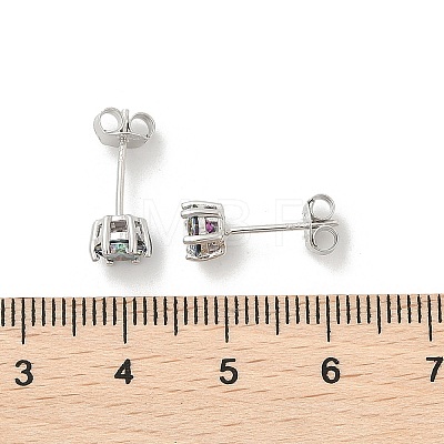 925 Sterling Silver Moissanite Rhinestone Stud Earrings EJEW-U042-05P-01-1