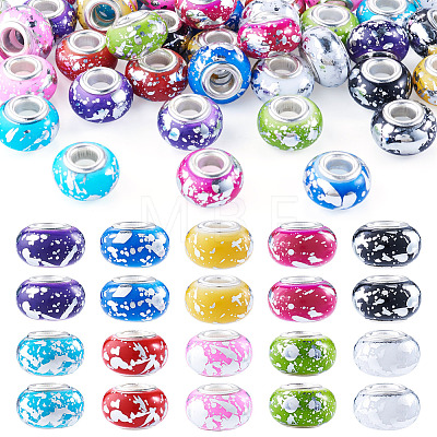 50Pcs 10 Colors Opaque Resin Rondelle European Beads RESI-TA0005-47-1