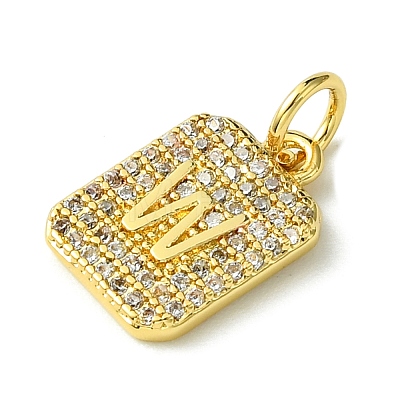 Rack Plating Brass Micro Pave Clear Cubic Zirconia Charms KK-G501-01W-G-1