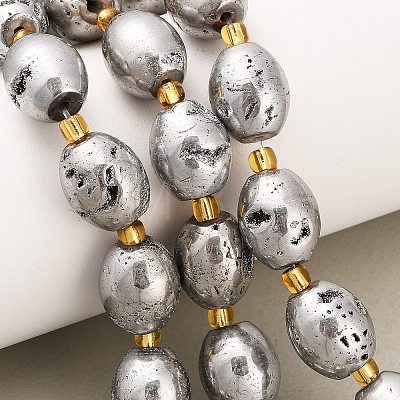 Electroplated Natural Druzy Geode Crystal Beads Strands G-F833-O01-01D-1