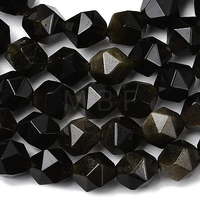 Natural Golden Sheen Obsidian Beads Strands G-Z119-A10-01-1