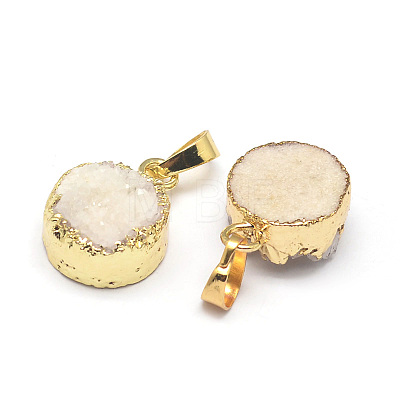 Flat Round Dyed Natural Druzy Agate Pendants G-F229-18A-1