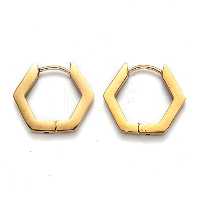304 Stainless Steel Hexagon Huggie Hoop Earrings STAS-J033-03C-G-1
