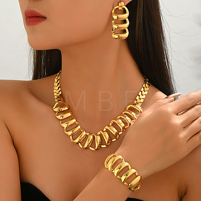Vintage Alloy Chunky Link Choker Necklace & Earrings & Bracelet Set SY4880-1