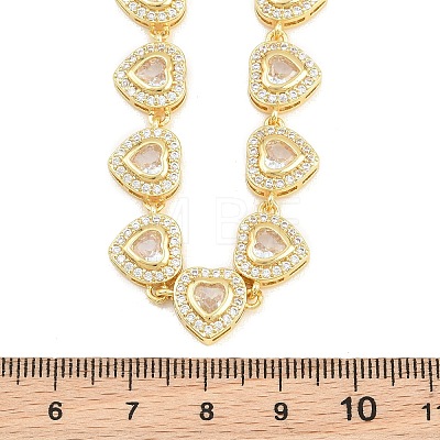 Brass Pave Clear Cubic Zirconia Heart Tennis Necklaces KK-CBA4547-17A-G-1