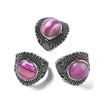 Natural Banded Agate Adjustable Rings RJEW-I108-03AS-13-1