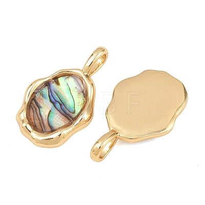 Brass Natural Paua Shell Irregular Pendants KK-I453-01G-02-1