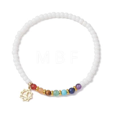 Chakra 304 Stainless Steel Charms Bracelets BJEW-JB13053-1